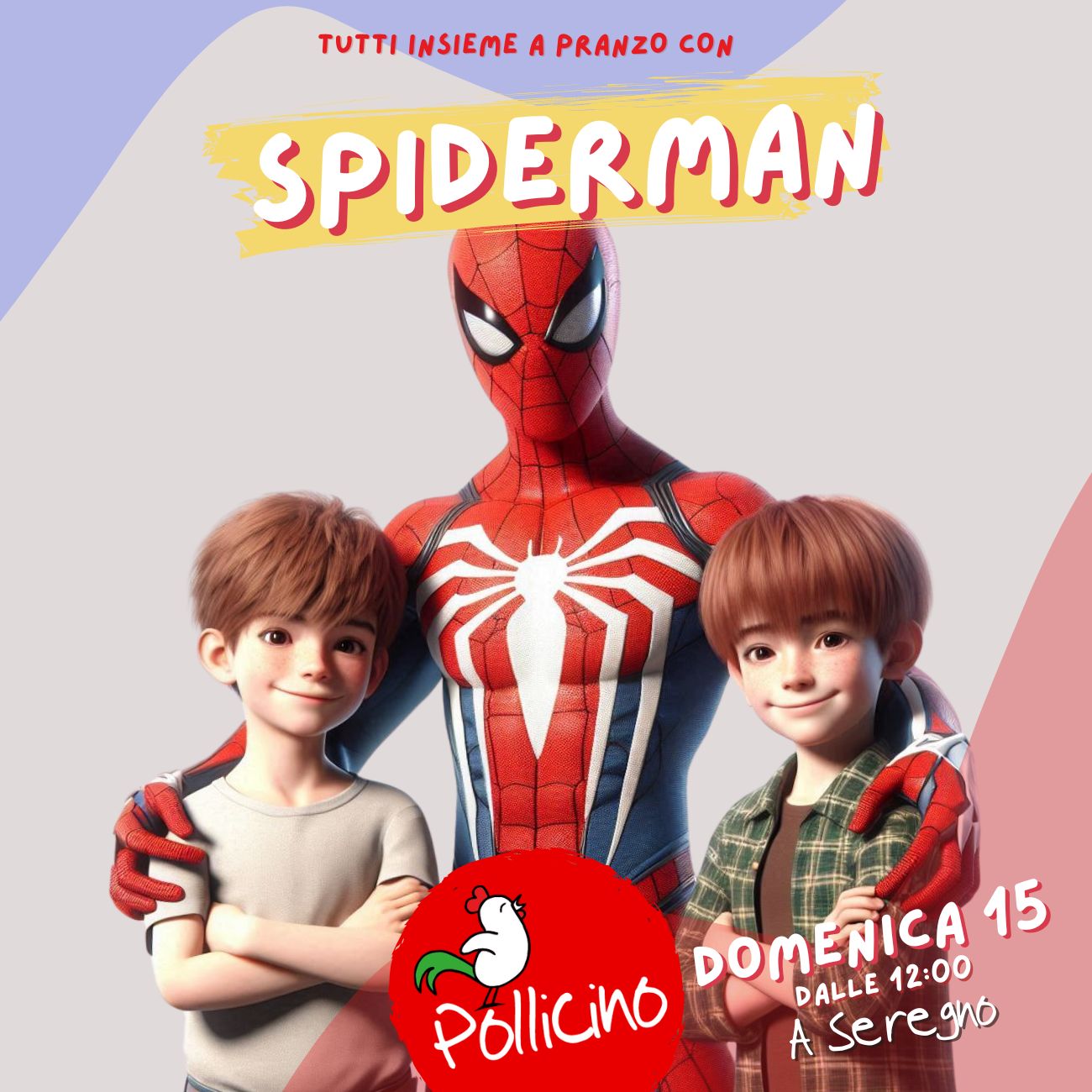 DOMENICA 15 SETTEMBRE SPIDERMAN ARRIVA AL POLLICINO DI SEREGNO!